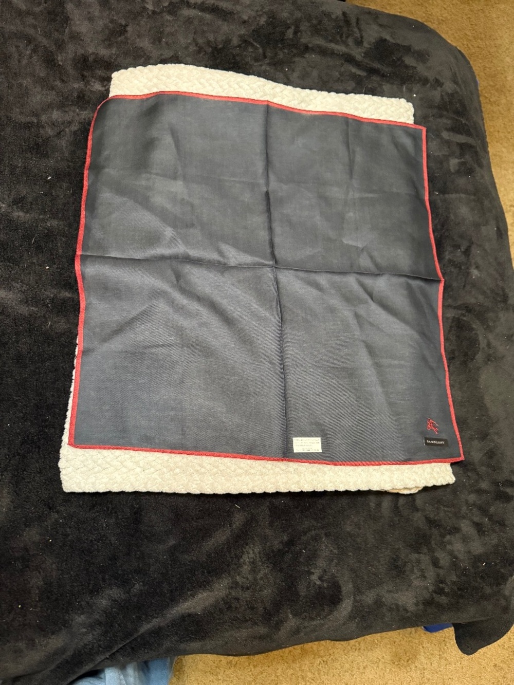 Black & red vintage Burberry scarf hanky tag still intact